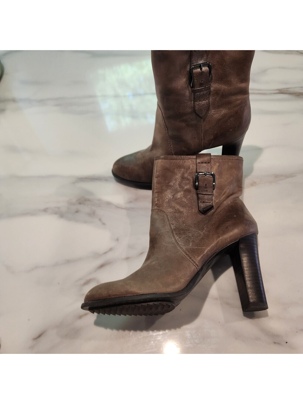 Enzo Angiolini Brown Leather Buckle Ankle Boots Women’s Size 11M